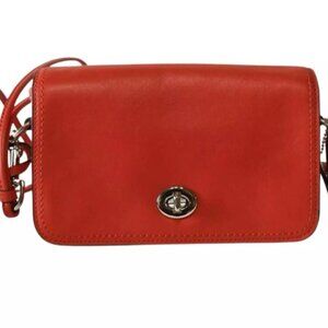 Coach Legacy Leather Shoulder Bag in Blood Orange